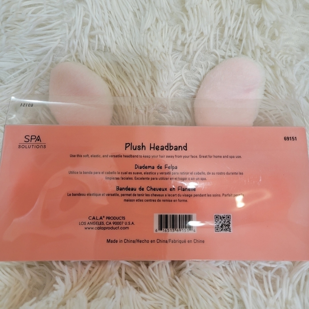 Spa Solutions Woman/Girl Pink Plush Headband Size One Size Fits Most - Picture 2 of 2